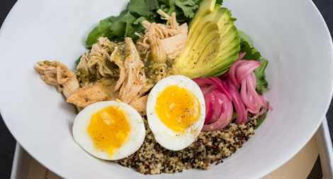 Chicken salad bowl with eggs